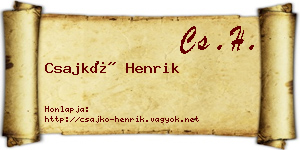 Csajkó Henrik névjegykártya